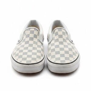 Vans Classic Slip-On Checkerboard Sneakers Pewter Grey & White Women’s Size 5.5